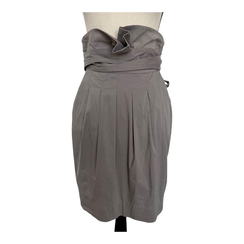 BCBGMAXAZRIA Grey Modern Chic Sophisticated Pleated A-Line Skirt Womens 4